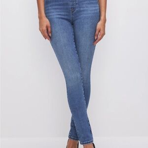 Good American High Rise Power Stretch Pull-On‎ Skinny Jeans Size 5 Medium Wash